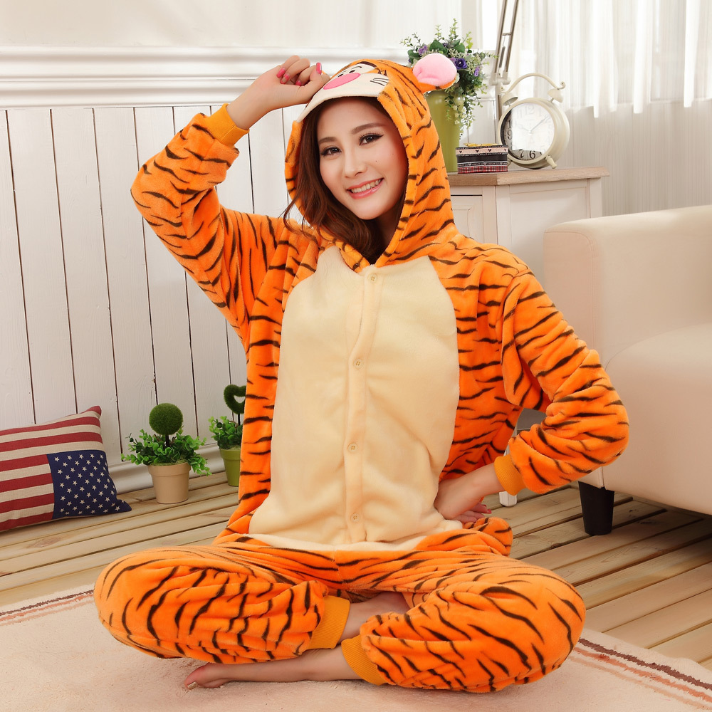 Pijamas de una pieza de tigre, monos de animales de dibujos animados, ropa de dormir, mono, camisón, ropa de descanso, camisón Kigurumi, mono de franela con animales