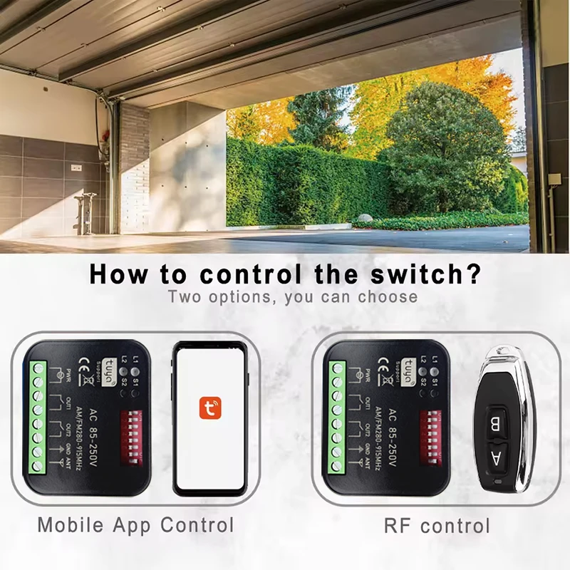 Nuevo receptor RX-MULTI de 300 a 868 MHz Tuya WIFI, controlador de interruptor de puerta de garaje de 433 MHz, CA/CC 9-30 V, 85-250 V, módulo de interruptor inteligente.