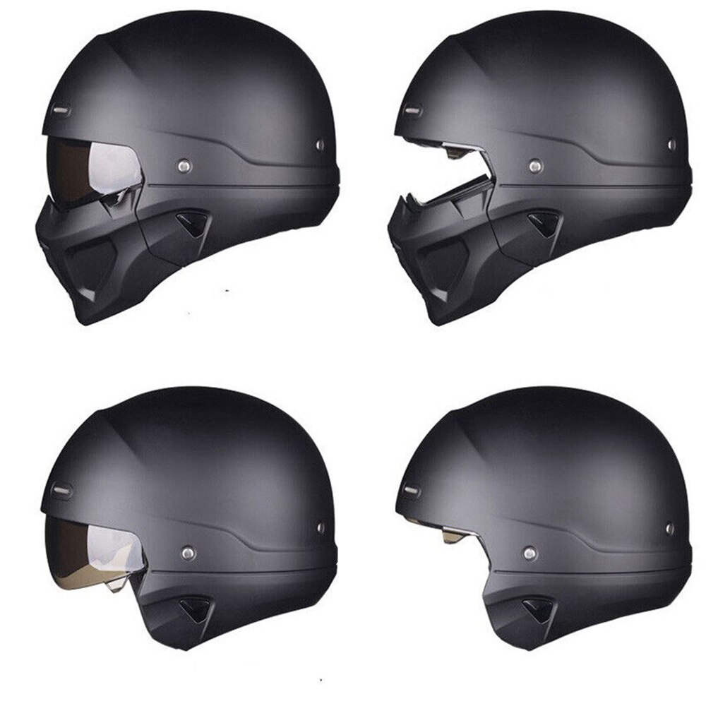 Retro capacete abnehmbar für motorrad rad quick release abs open helm full face mattschwarz modular klassisch profession ell