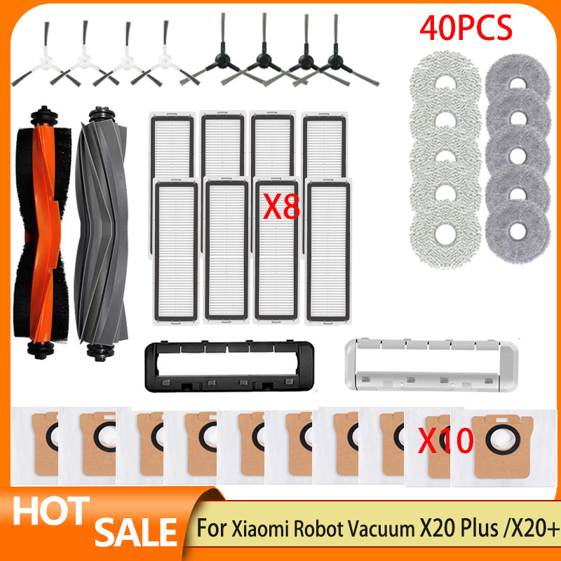 Acessórios para xiaomi robô vácuo s20/x20 plus/x20 plus/x20 + peças principal escova lateral lábio filtro hepa mop pano saco de pó