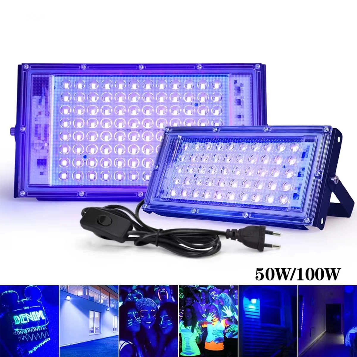 Прожектор Led Uv 50w 100w 395 нм Профессиональный сценический черный свет ультрафиолетовый прожектор