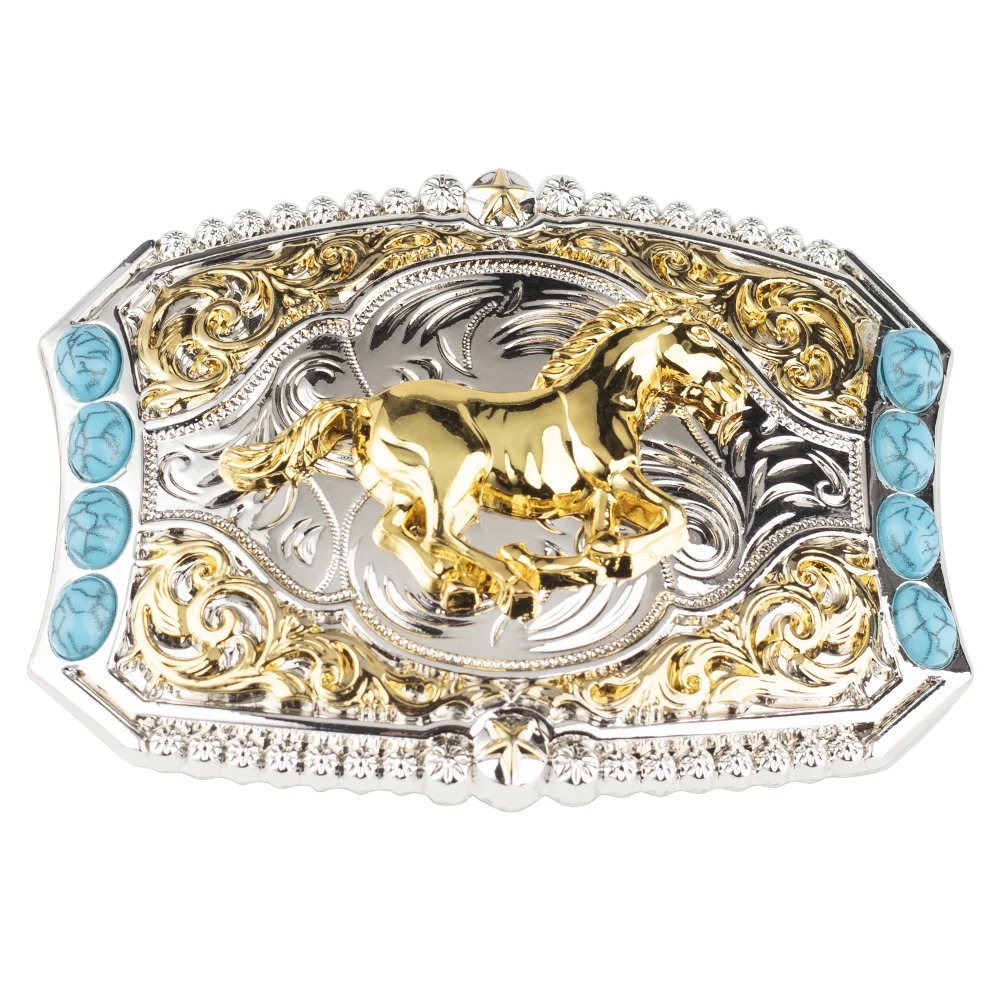 Fivela De Cinto De Cavalo Dourado, Animais Decorativos Modelados