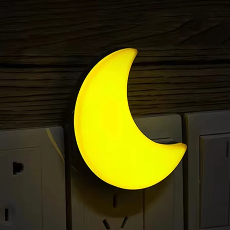 Moon Night Light Plug Into Wall Cute Baby Wall Nursery Lamp Intelligent Light Sensor LED Nightlight for Kids Bedroom Hallway