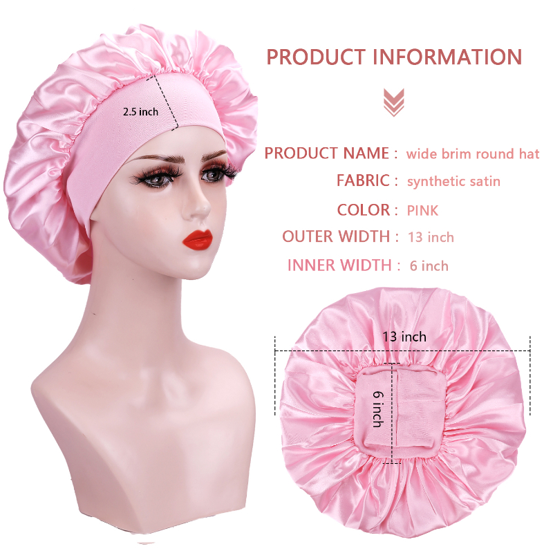 Nowa damska satynowa czapka do spania z szerokim rondem Unisex Head Wrap Elastic Band Cap Hair Care Bonnet Night Hat Bonnet De Nuit