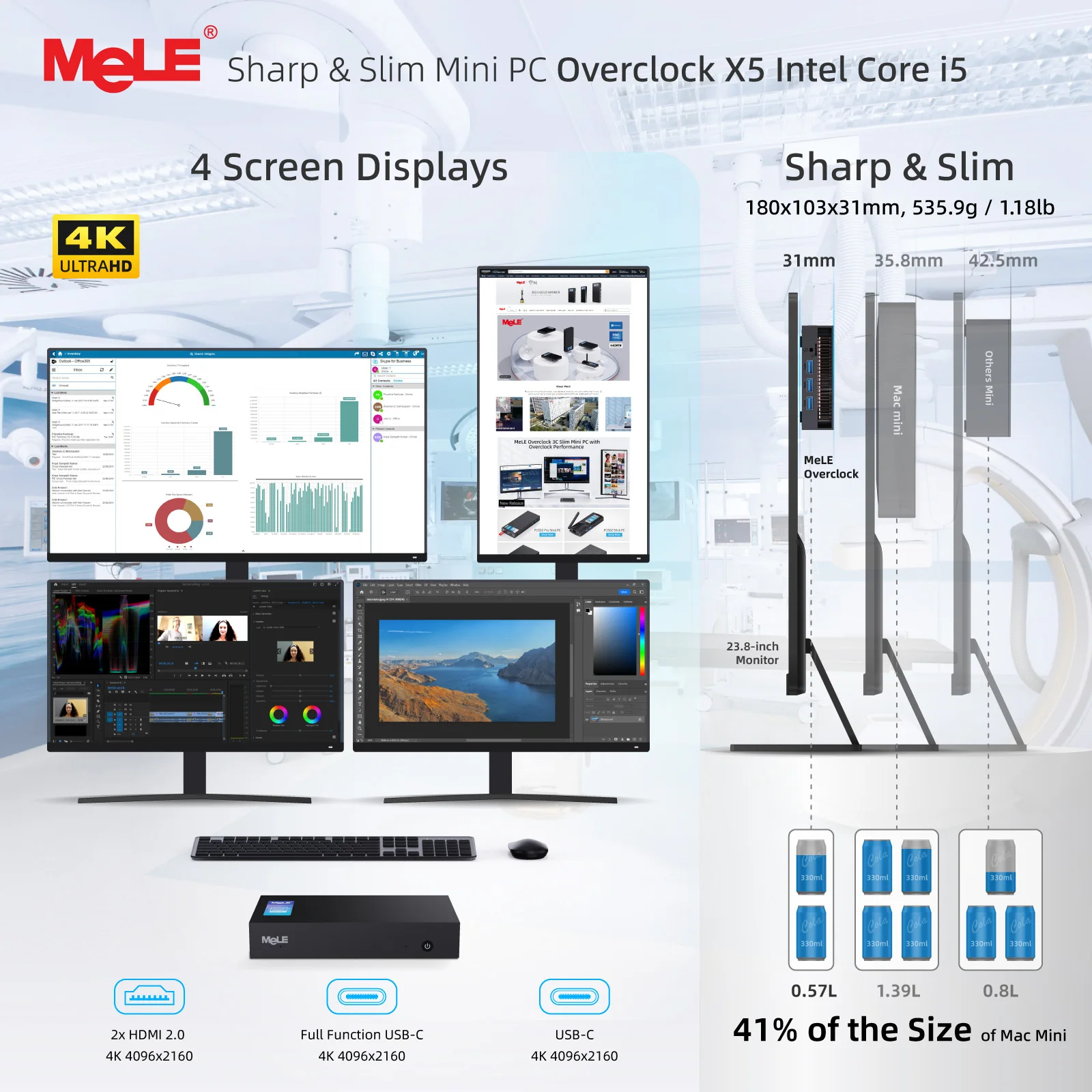MeLE Mini PC Core i5-12450H, 16 GB 512 GB podwójny port Ethernet, USB typu C, mikrokomputer przemysłowy Overclock X5