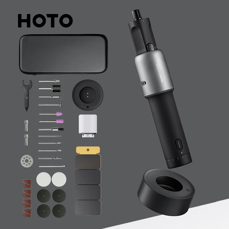 HOTO-Kit de herramientas rotativas 35 en 1, pulido inalámbrico, Mini taladro portátil, pluma de tallado eléctrico, amoladora, carpintería DIY de 5 velocidades