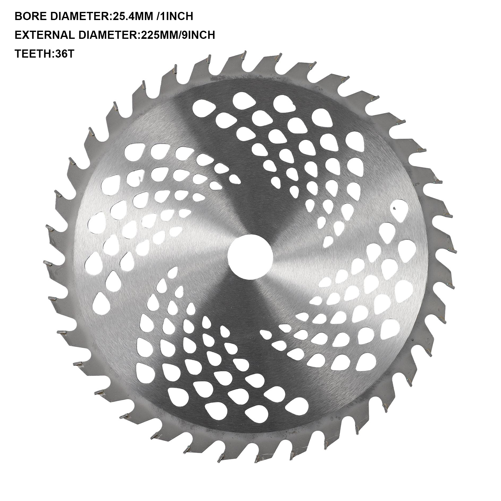 Cabeça de aparador de grama, 9 polegadas, 36 dentes, lâmina de serra, cortador de escova de madeira, disco de corte para jardim, cortador de grama, ferramentas elétricas, 1 peça