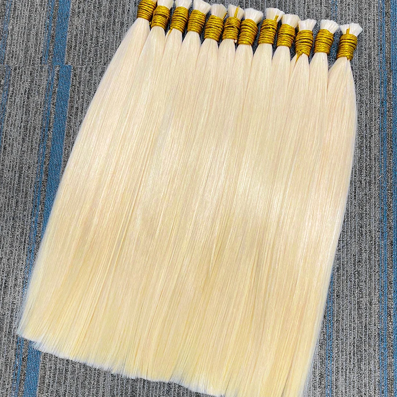 613 cabello humano a granel para trenzar sin trama, extensiones de cabello 100% humano, Cheveux Vietnamita 1b 613 rubio miel, cabello virgen liso
