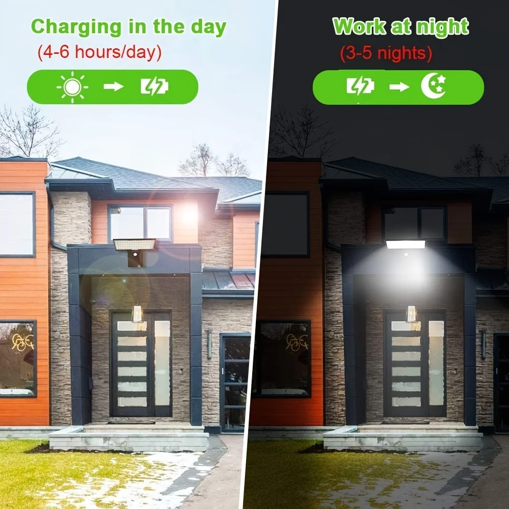 Lumières solaires extérieures capteur de mouvement avec contrôle d'inondation de sécurité lumière étanche 4 Modes 90 LED appliques murales pour porche cour jardin