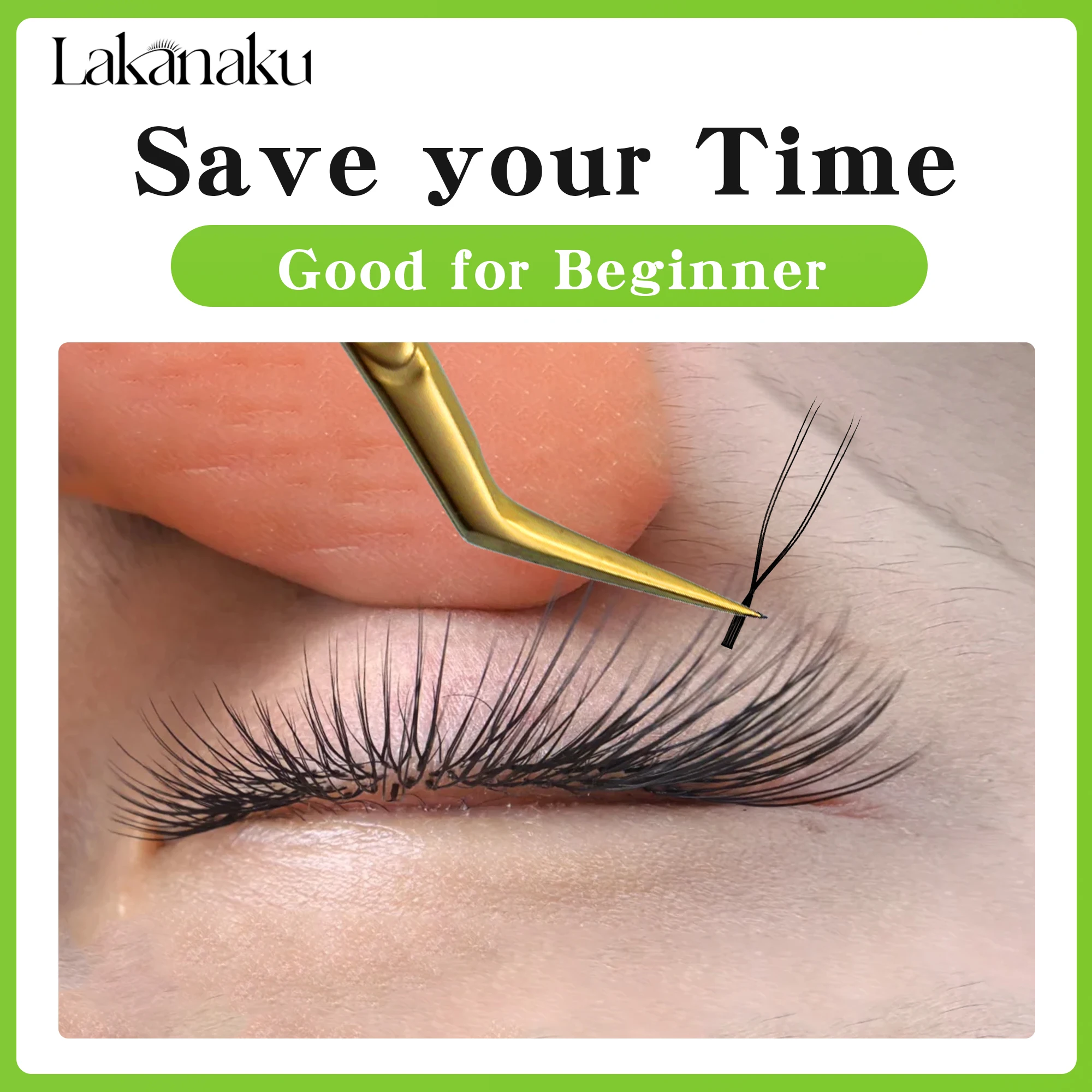 LAKANAKU 2D UU Technology Fibers Eyelash Shape U YY cilios para extensão de Volume Makeup Double Tips Parallel eyelash yy Fio u