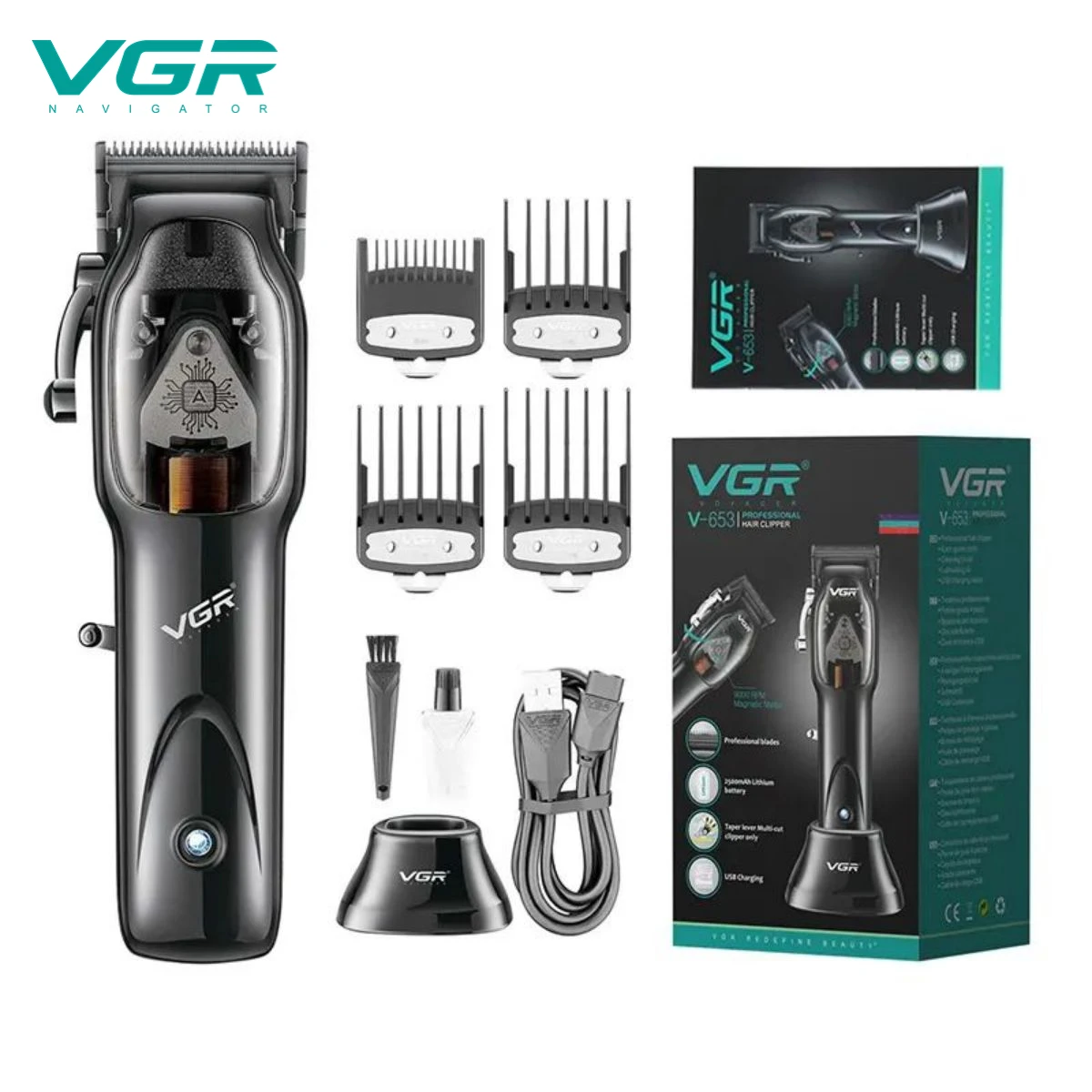 오리지널 VGR 헤어 트리머, 무선 헤어 클리퍼, 전기 헤어 클리퍼, 전문 헤어 클리퍼, 남성용 헤어 클리퍼 V-653