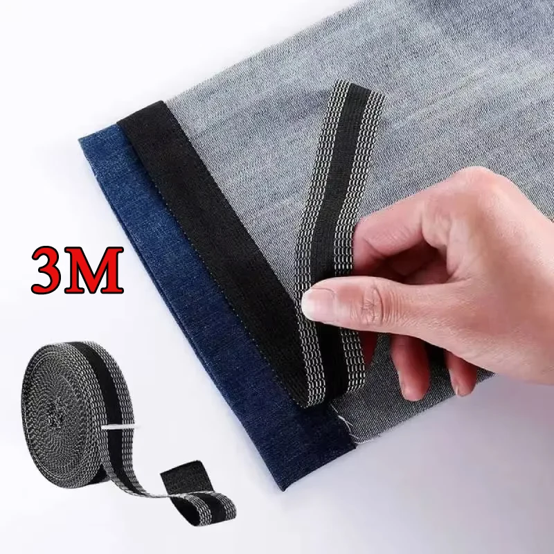 Remendo reparação bainha fitas ferramentas de costura auto-adesivo calças borda encurtar adesivos remendos para roupas jeans calças tecido boca