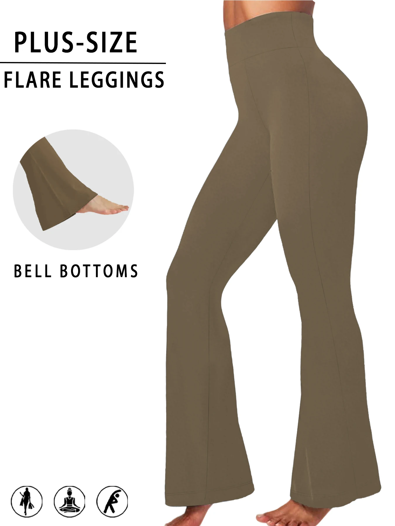 Superweiche, hoch taillierte Schlaghose für Damen in Übergröße, Leggings mit Bauchkontrolle, weiche Bootleg-Schlaghose zum Laufen
