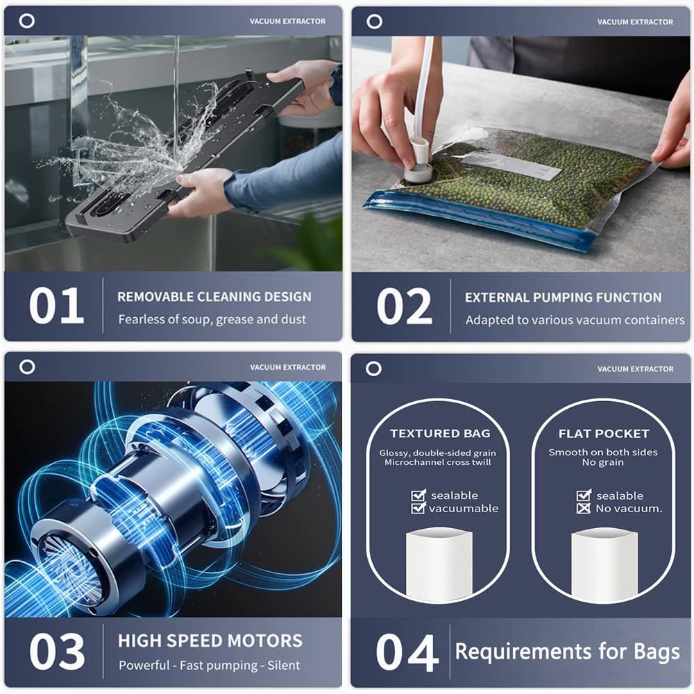 Vacuum Sealer for Home Packaging Fresh-keeping Machine Digital Display Vacuum MachineDry/Wet Food Sealer Built-in Cutter