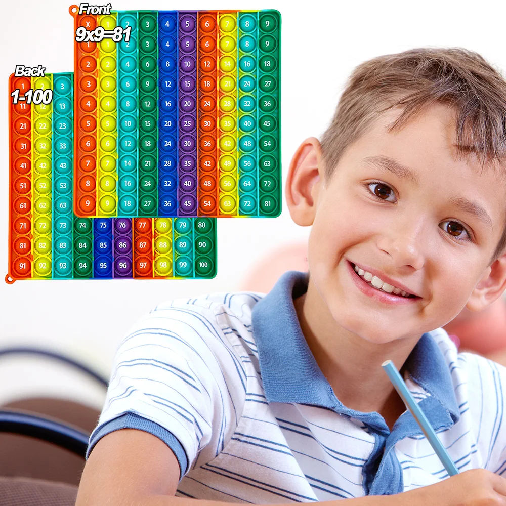 9x9 곱셈 1-100 Fidget Pop 장난감 계산, 실리콘 푸시 버블 팝 수학 학습 숫자 어린이를위한 교육 장난감 선물