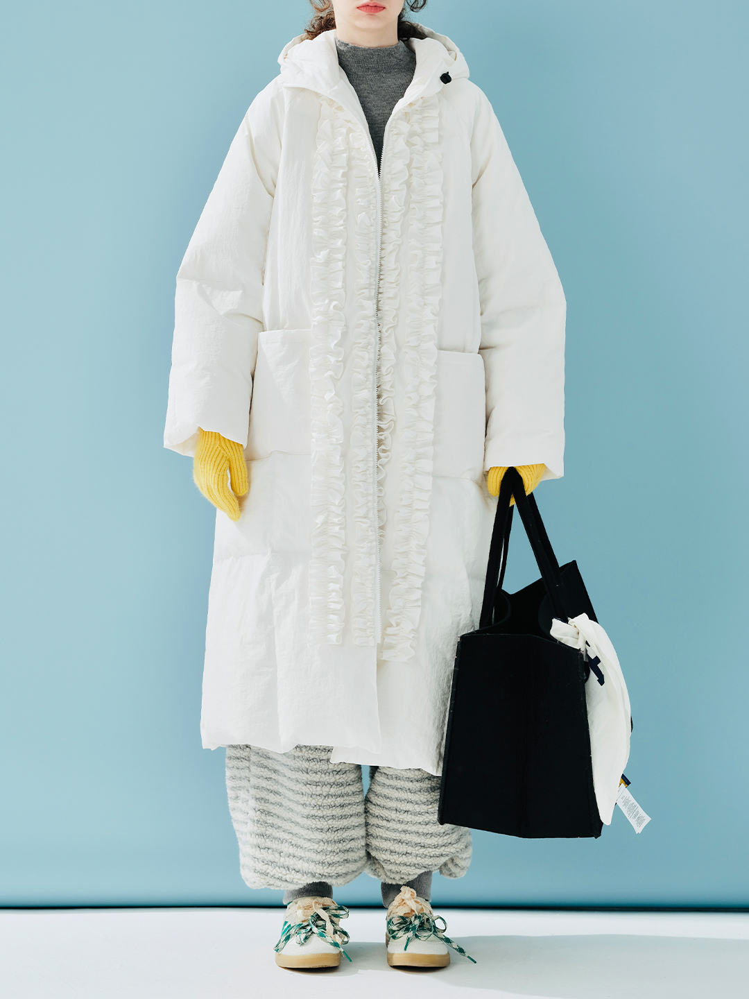 IMAKOKONI Original Design Spitze Spleißen Medium Langarm Winter Warme Daunenjacke 244900