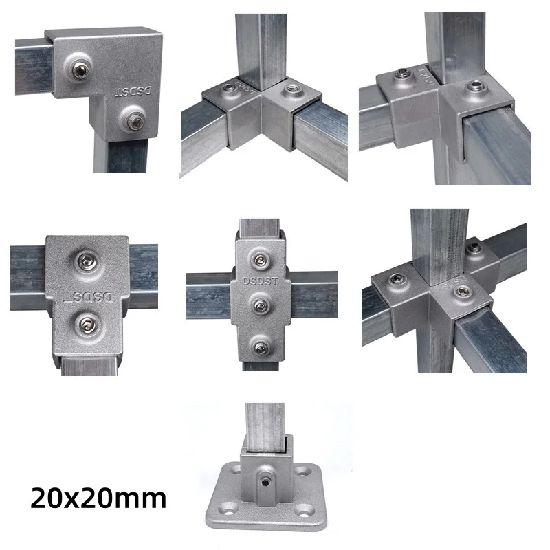 20X20mm Square Pipe Connector Buckle Elbow Pipe Plug Fixed Buckle Flange Seat Square Steel Square pipe fitting joint