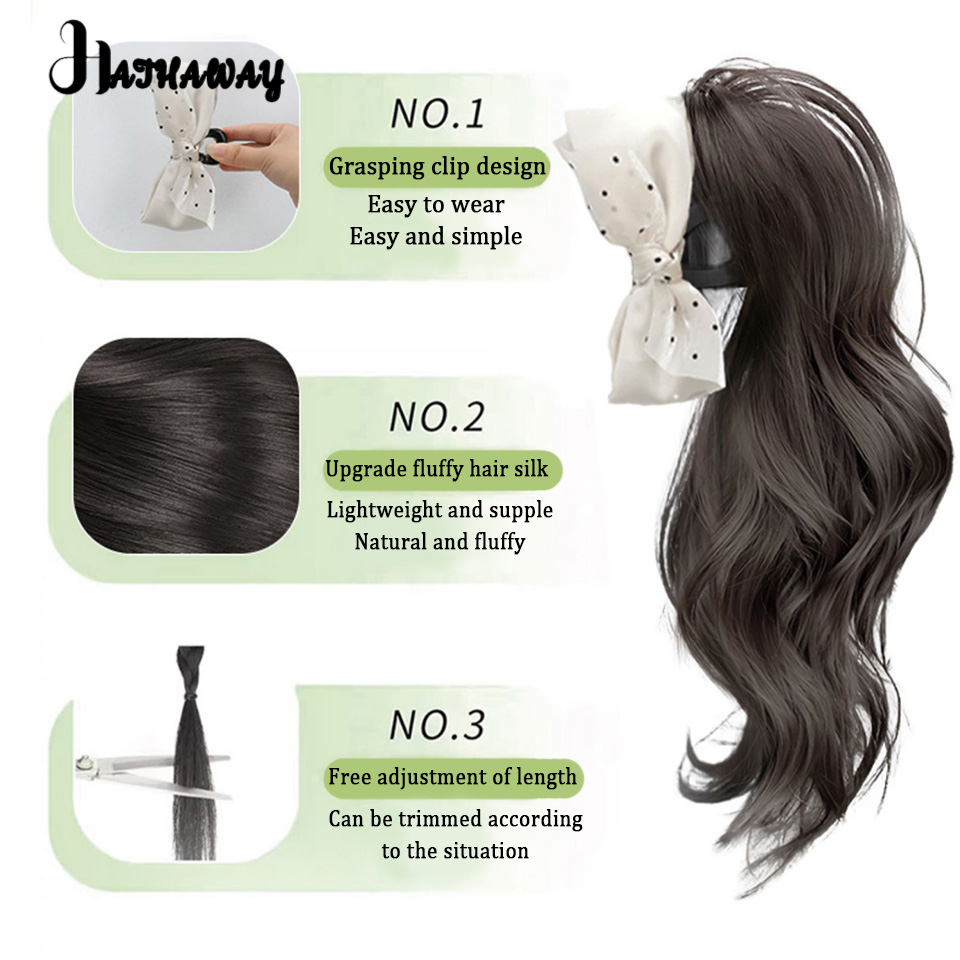 Женский синтетический удлинитель для волос в горошек с бантом