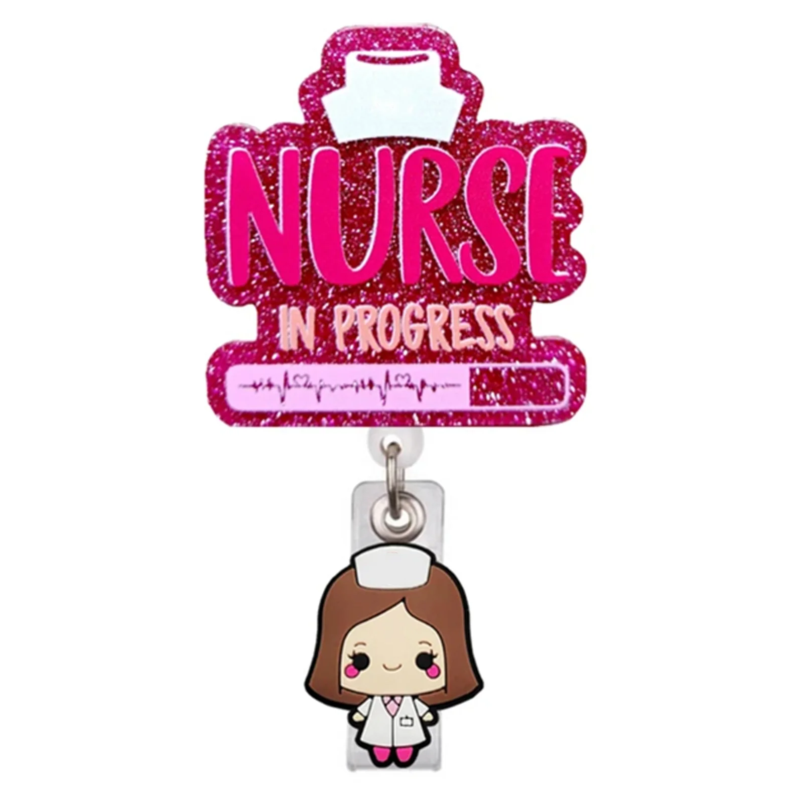 Carrete de insignia de jeringa para botella médica, soporte de identificación retráctil con Clip de cocodrilo giratorio 360, soporte para Nombre de enfermera