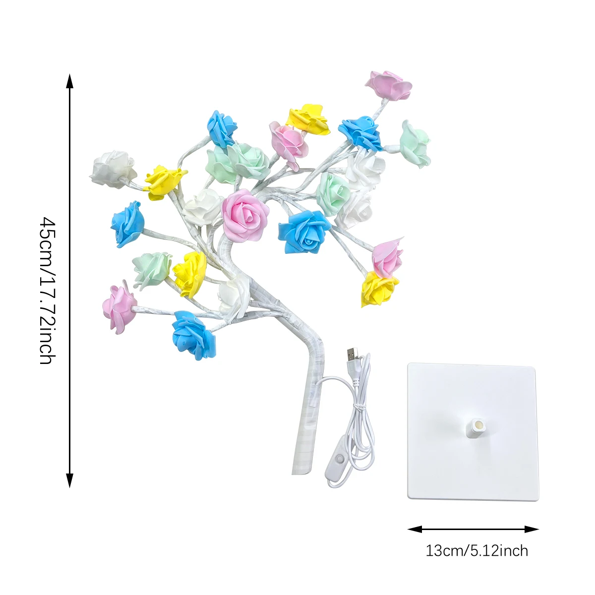 Lampa stołowa 36LED/108LED, sznurek różowego światła, lampki nocne w kształcie drzewa, oświetlenie zasilane przez USB, dla dziewczynki kochanku Party Camping letni wystrój
