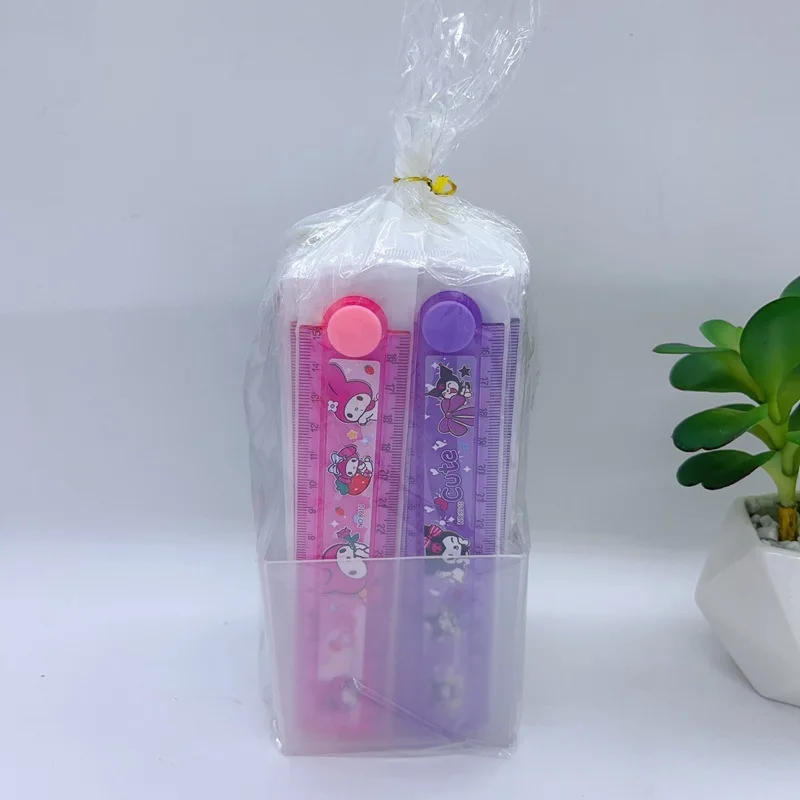 40 Uds nueva My Melody Kuromi Cinnamoroll dibujos animados 30cm regla plegable estudiante pintura regla con ondas papelería productos al por mayor