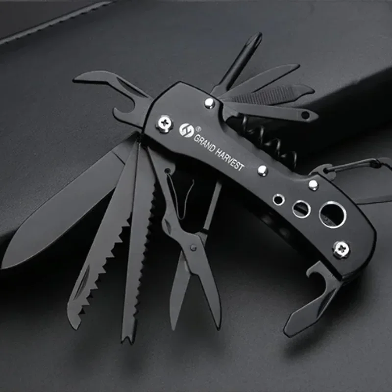 Gran oferta 11 cuchillo plegable suizo funcional de acero inoxidable multiherramienta cuchillos militares caza de bolsillo cuchillos de supervivencia para acampar al aire libre