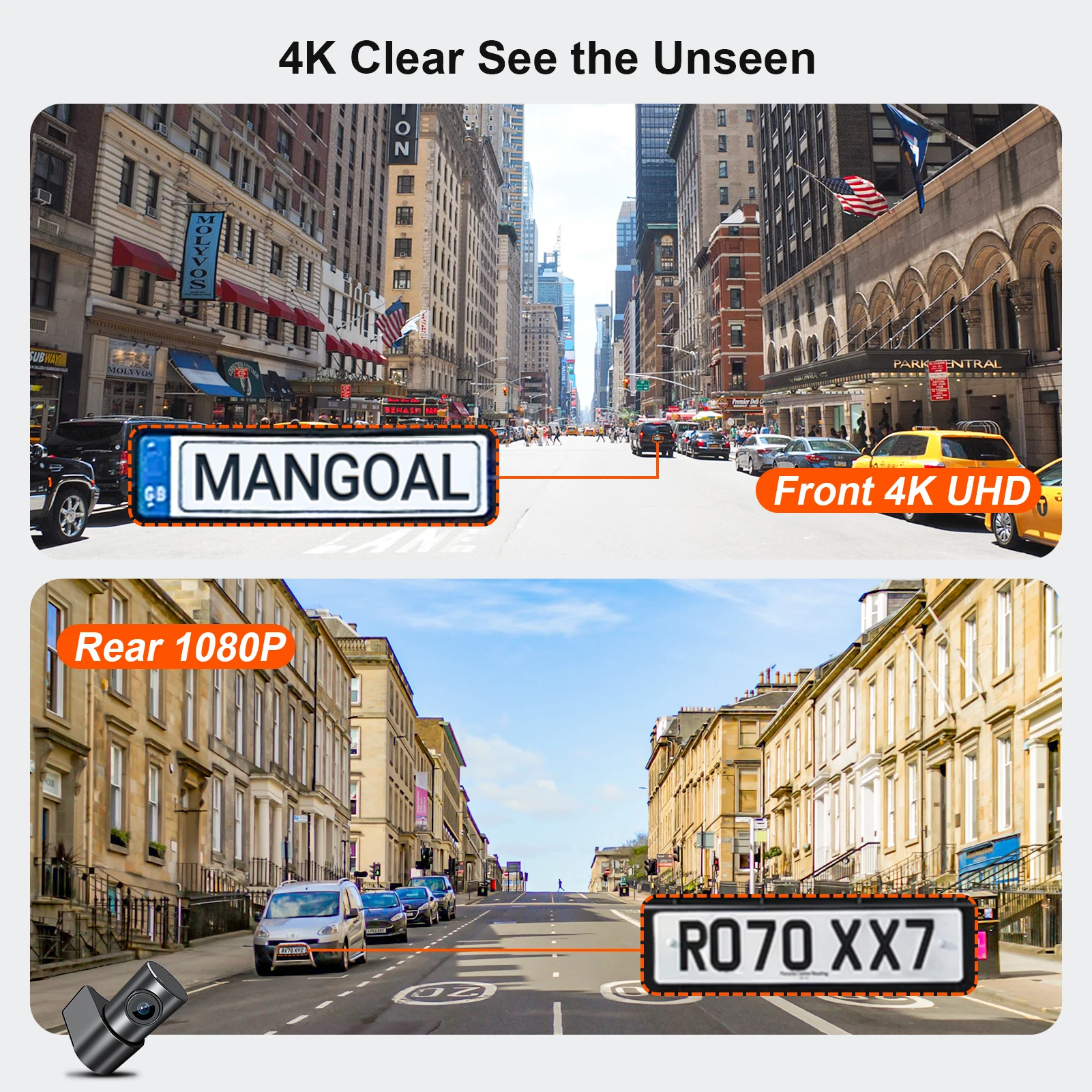 Mangoal 4K Dash Cam Cocok Untuk Dodge Charger 2015-2023 (Model A) G-Sensor Monitor Parkir Video UHD 2160P Kontrol Aplikasi WiFi