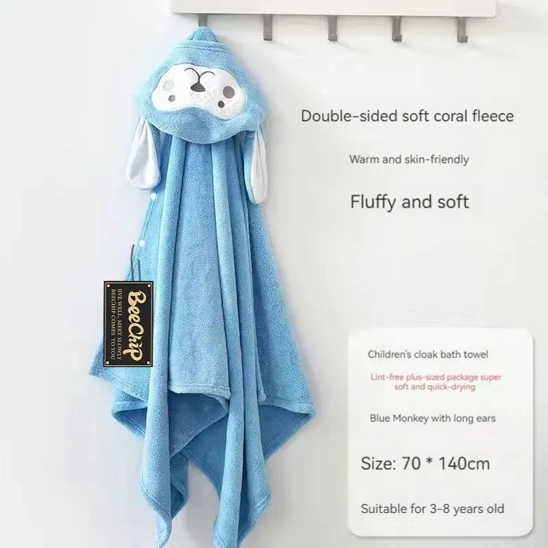 Toalha de banho do bebê do animal dos desenhos animados, absorvente, secagem rápida, roupão macio, sem linting, melhor para crianças pequenas, inverno