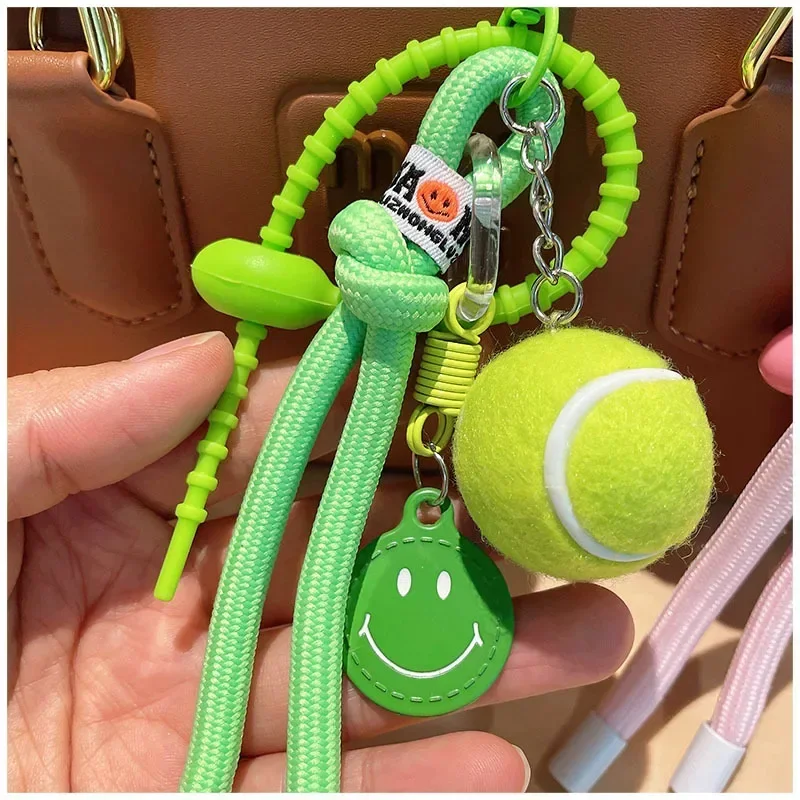 Smiling Face Hand Woven Lanyard Phone Charm Strap Backpack Keychain Colorful Simple Key Chain Pendant Accessories Gift
