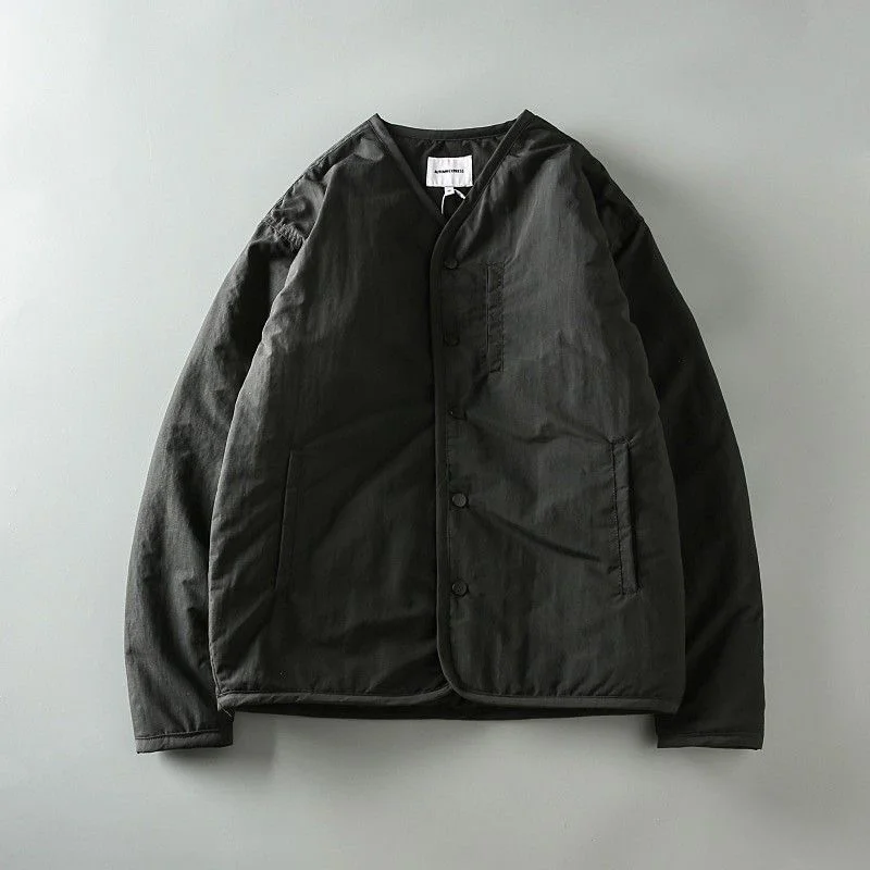 Jaqueta de Aodão Reforçada para Homens, Esportiva e Casual, à Prova de Vento, Quente, Cardigan com Decote em V, Ajuste Solt...
