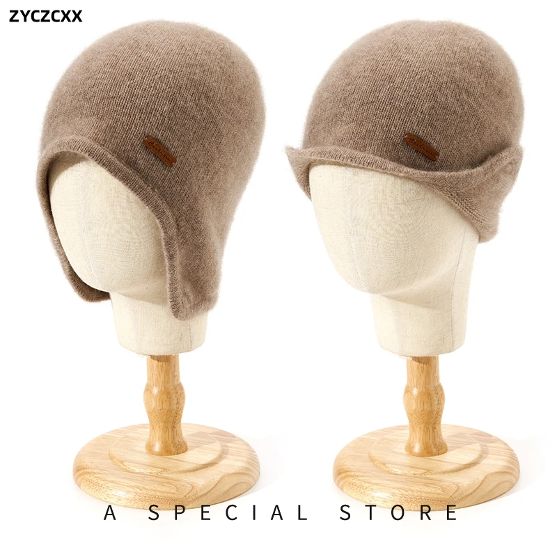 ZYCZCXX Cappello da cacciatore caldo in cashmere lavorato a maglia Cappelli da donna invernali Cappelli bomber Cappellini per adulti casual Paraorecchie Cappellini bomber per donna