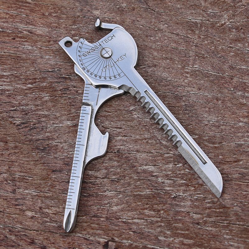 Portachiavi multi-strumento compatto portachiavi multifunzionale gadget strumento portatile con cacciavite apribottiglie strumento di emergenza da campeggio