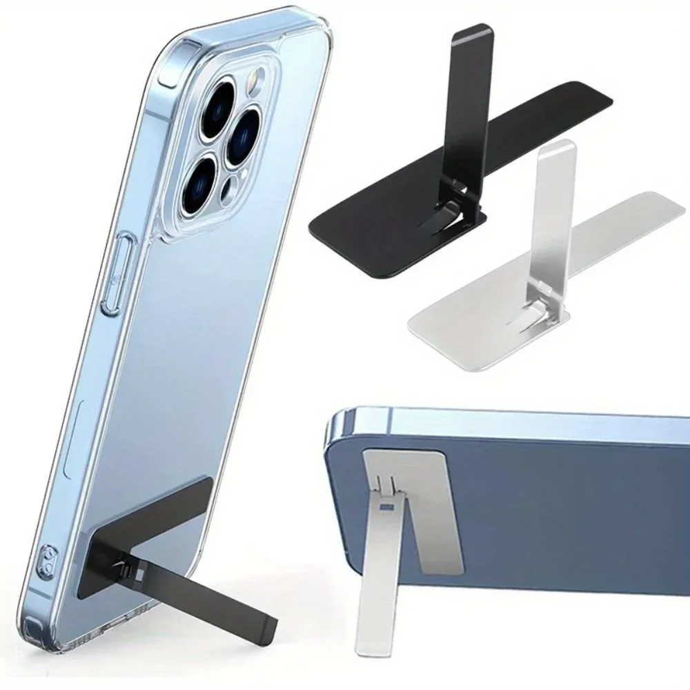2 pçs ultra fino mini telefone kickstand universal desktop suporte do telefone suporte de metal aço dobrável suporte de mesa para iphone/samsung