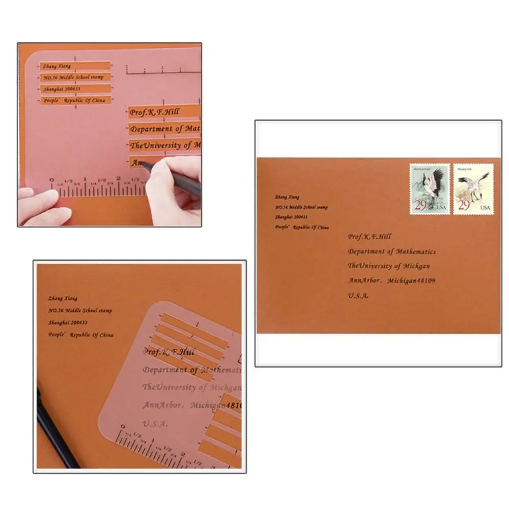 4/6Pcs DIY Templates Ruler Precision Writing Lines Guide Envelope Template Creativity Multi-use Clear Calligraphy Stencil
