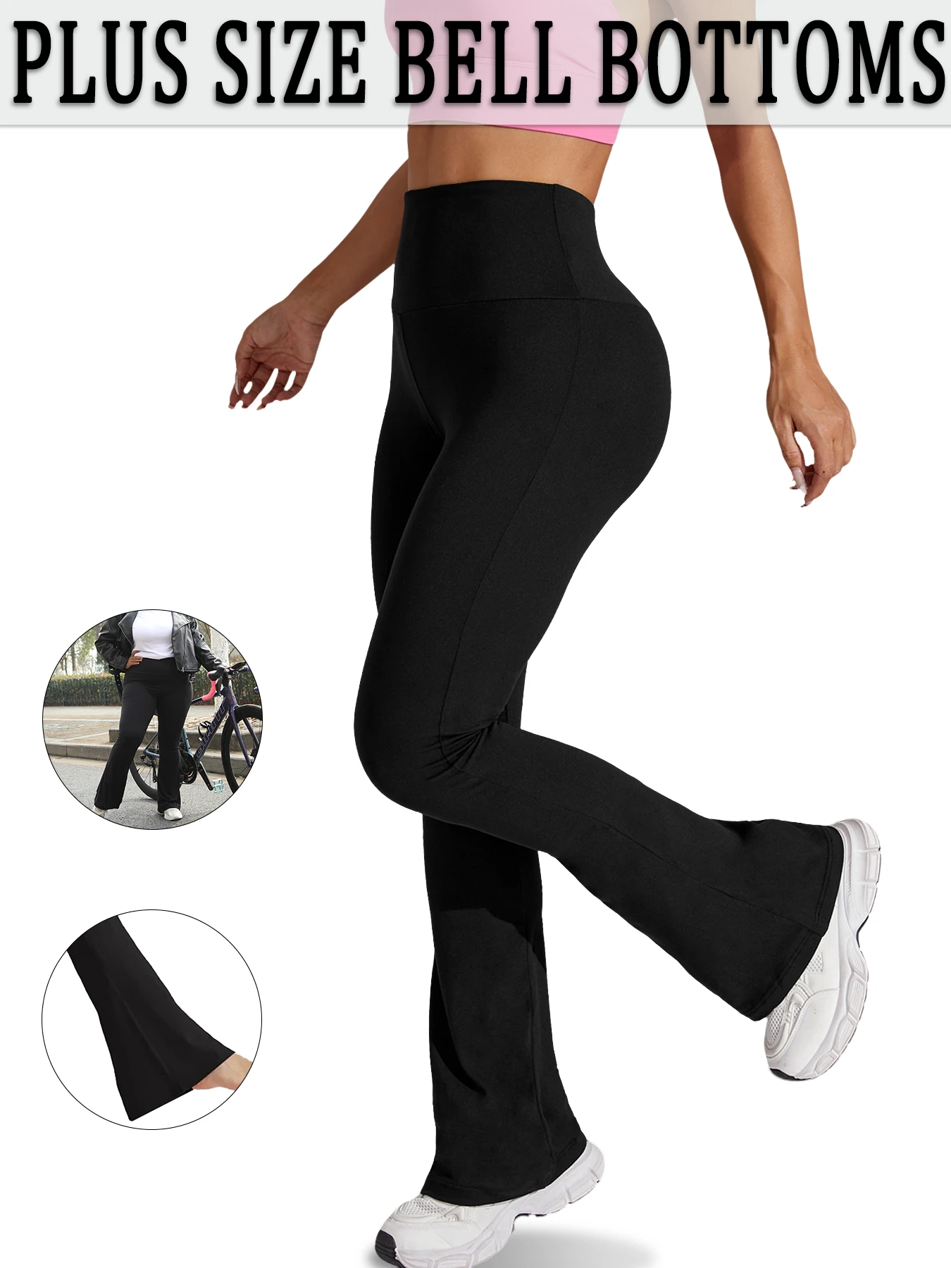 Superweiche, hoch taillierte Schlaghose für Damen in Übergröße, Leggings mit Bauchkontrolle, weiche Bootleg-Schlaghose zum Laufen