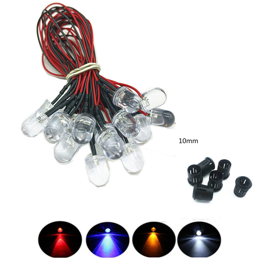 20PCS LED ไดโอด DC3V 5V 12V 24V 3 มม.5 มม.10 มม.สําหรับสีแดง/สีเขียว/สีฟ้า /สีเหลือง/UV/สีส้ม/สีชมพู/ร้อน/สีขาว/RGB Pre-CABLE
