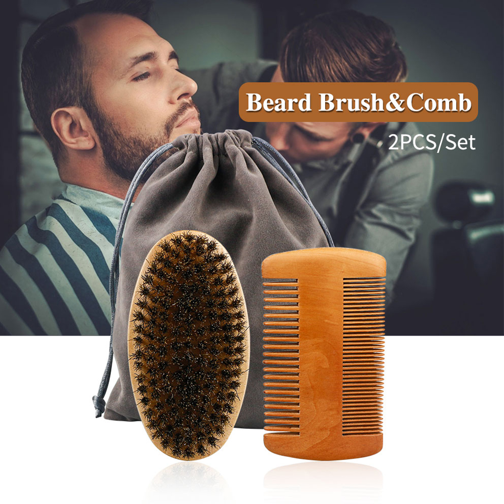 Professional Men's Shaving Brush Set Boar Bristle Portable Barber Natural Beard Brush Comb for Facial Cleaning Styling Tools