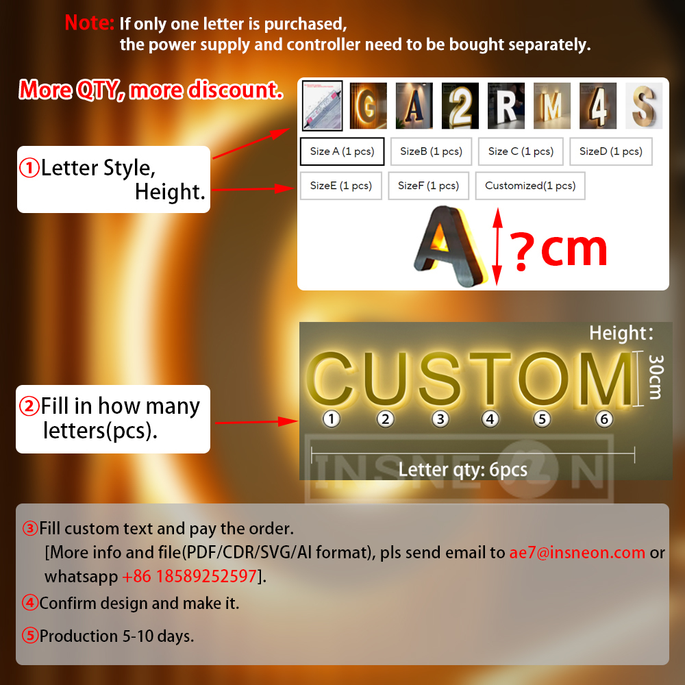 Custom Metal LED Sign Stainless Steel Luminous Lettering Outside Indoor Company Store Logo Wall Decor Illuminated Light Signage