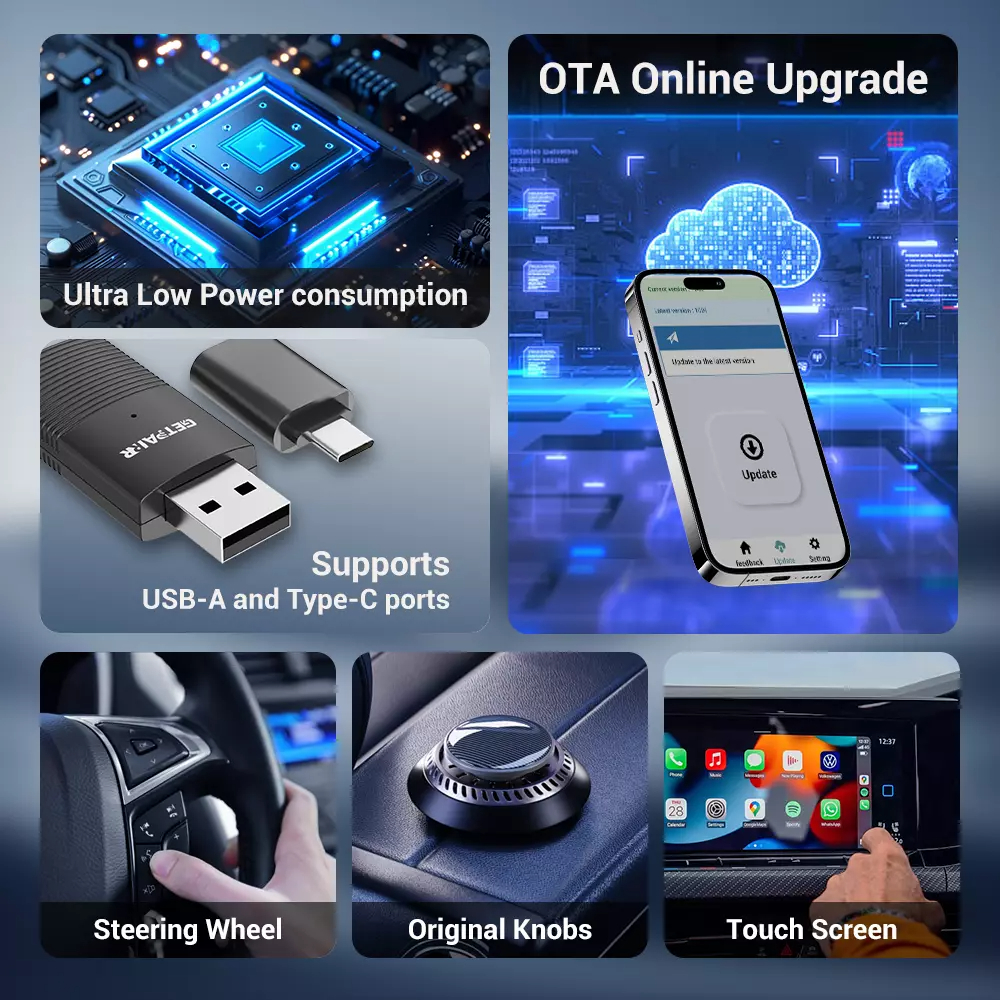 GetPairr беспроводной адаптер CarPlay Android Auto Smart Mini Box Plug and Play Wi-Fi быстрое подключение для Benz Chevrolet Ford Honda