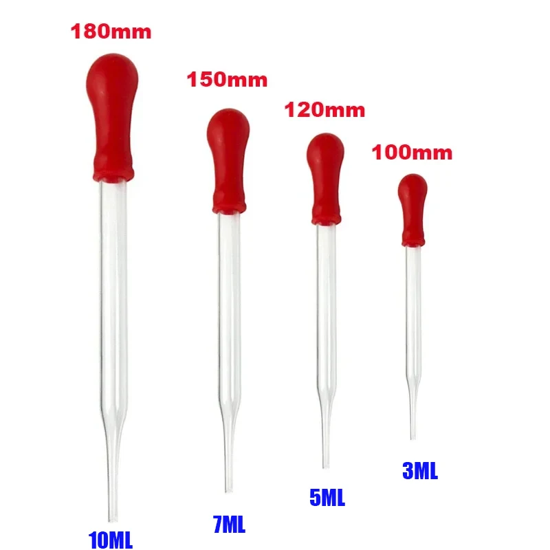 10 Thủy Tinh Ống Nghiệm Đỏ Pipet, lọc Nhớt Giấy Fram Extra Phòng Thí Nghiệm Trong Suốt Không Độc Hại Thiết Bị Giảng Dạy 100Mm/120Mm/150Mm/180Mm