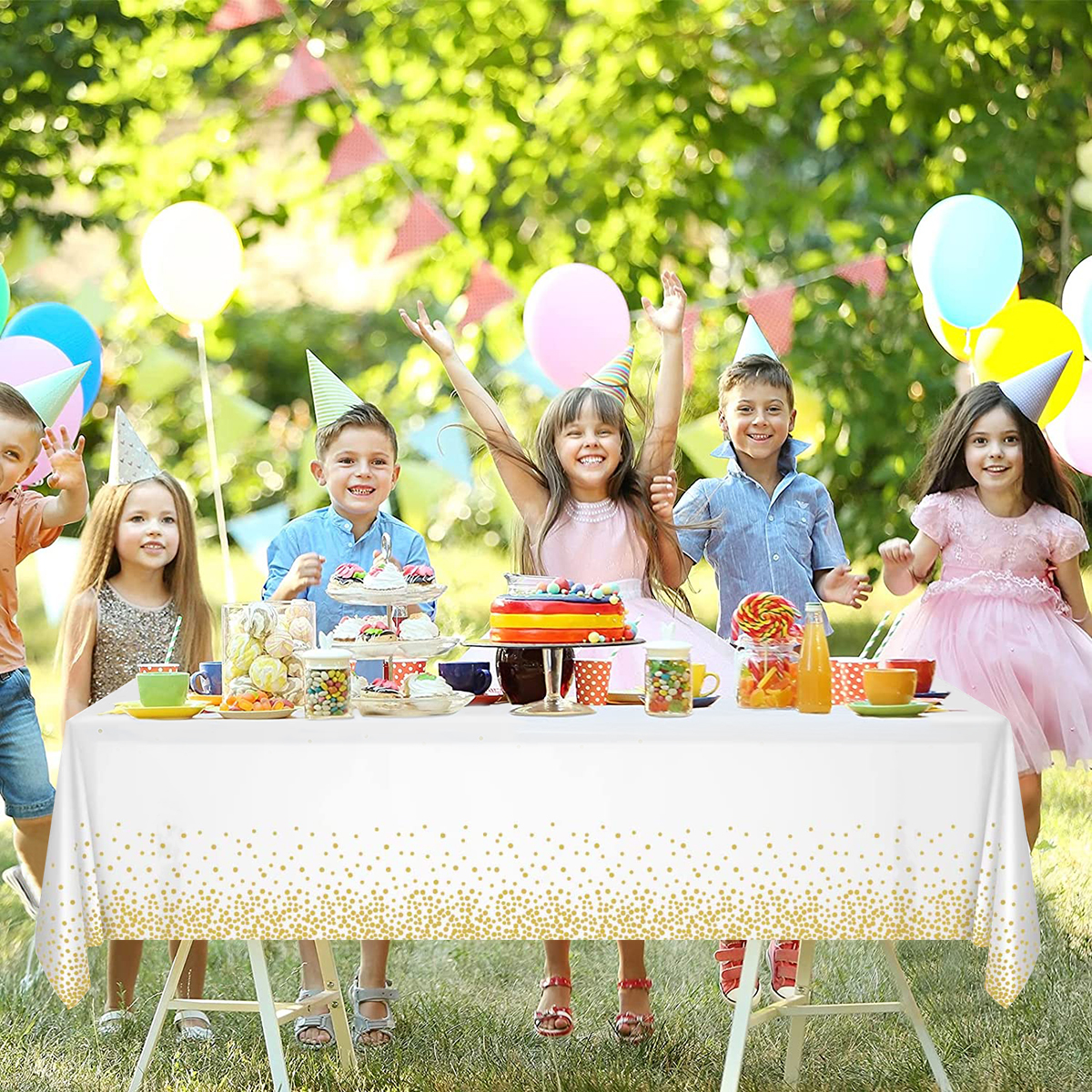 137*274cm Disposable Tablecloth Wedding Table Decoration Rose Gold Dot Dinner Cloth Birthday Decor Baby Shower Party Decoration