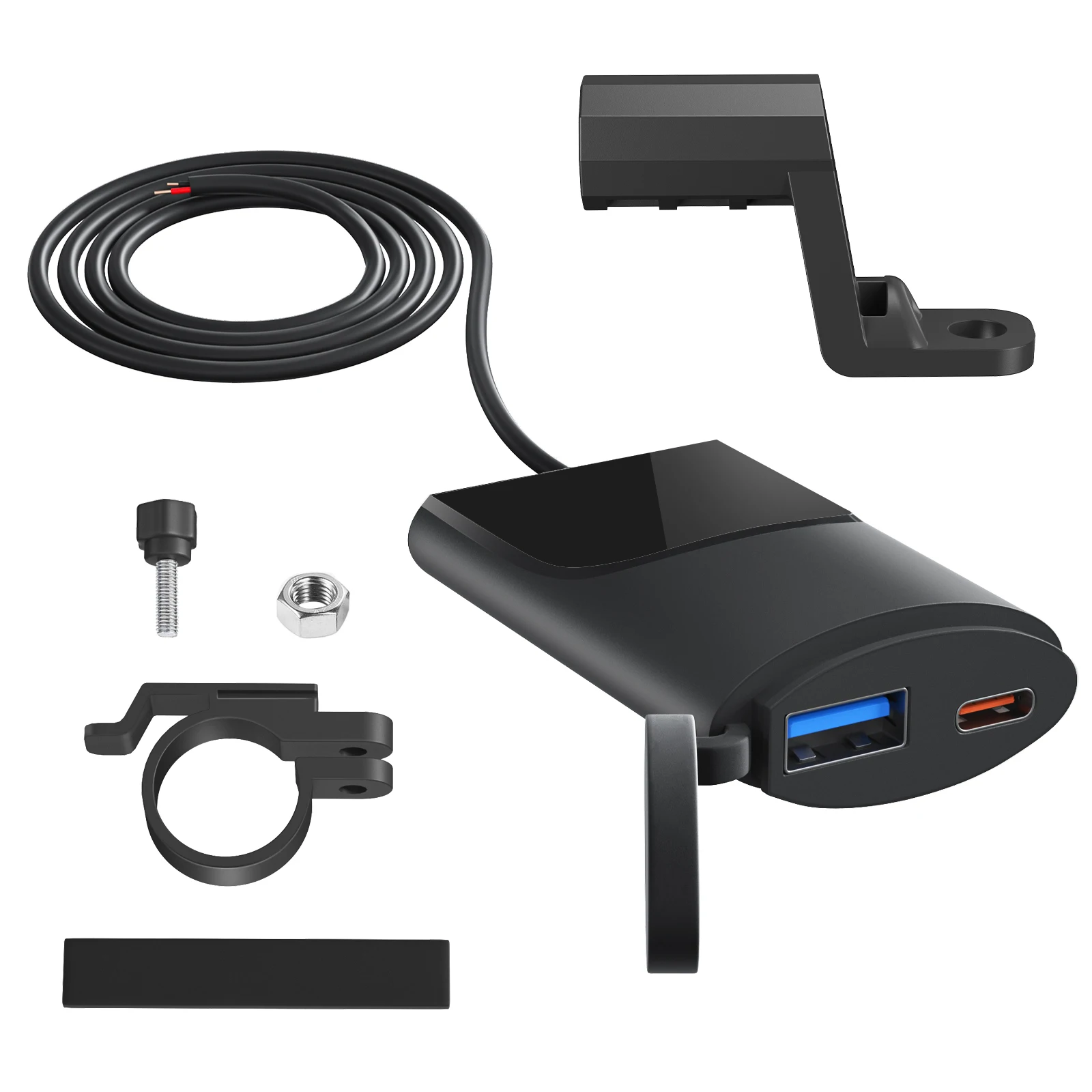 オートバイ用USB急速充電器,防水ブラケット,電話充電器,12v-24v,30w pd qc3.0,type-c,new