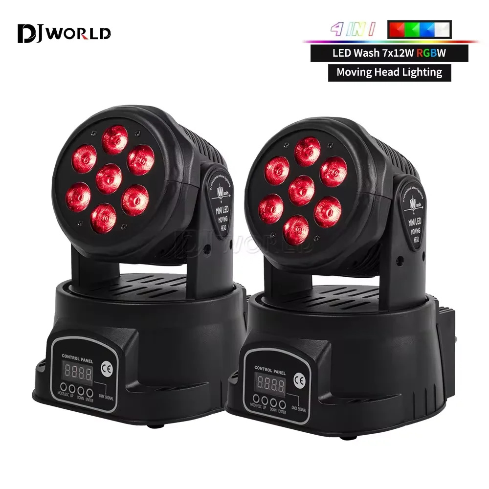 2PCS 7x12W LED Moving Head Licht 4 IN 1 RGBW Professionelle Bühne Effekt 10/15DMX waschen Licht für Disco DJ Musik Party Dance Club