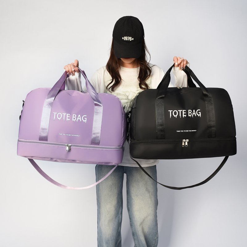 Bolsa de viagem multifuncional de grande capacidade com alça de ombro ajustável, bolsa de ginástica casual de nylon durável para esportes