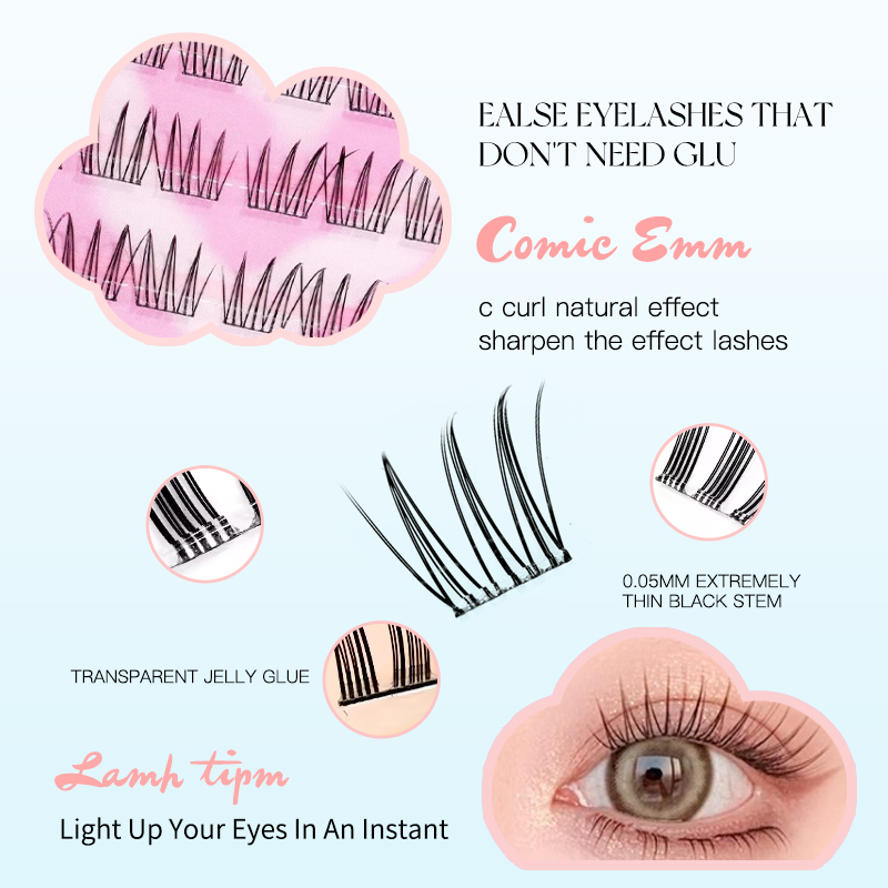 Self Adhesive Eyelashes Cluster Lashes No Glue Individual Lashes Soft Lash Clusters Reusable Self Adhesive Lashes Makeup