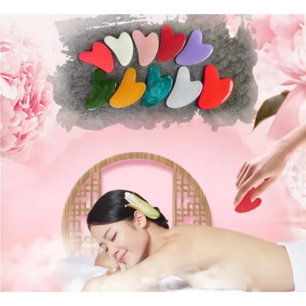 แบบพกพาเรซิ่นธรรมชาติ Gua Sha Scraper Board Rose Quartz Scraper Face Lifting Anti-Wrinkle นวด Body Beauty สปานวด
