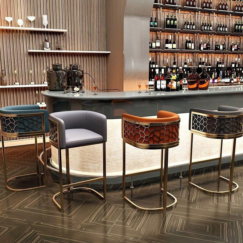 Gray Design Barstools Leather Counter Accent Leather Minimalist Barstools Gaming Computer Bancos De Bar Lounge Suite Furniture