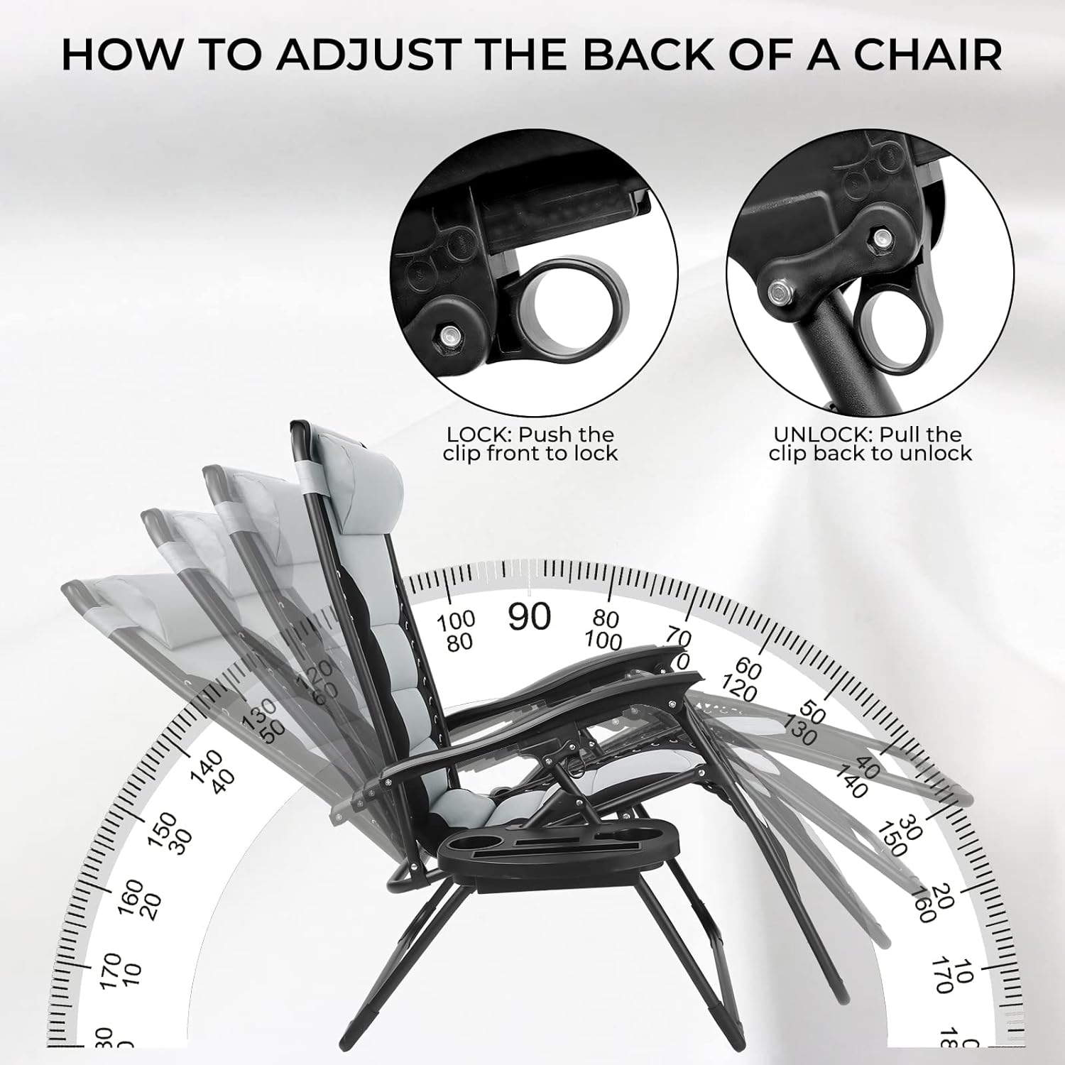 Chaise de relaxation pliable avec coussin et escalade, chaise longue à dossier haut, chaise de jardin