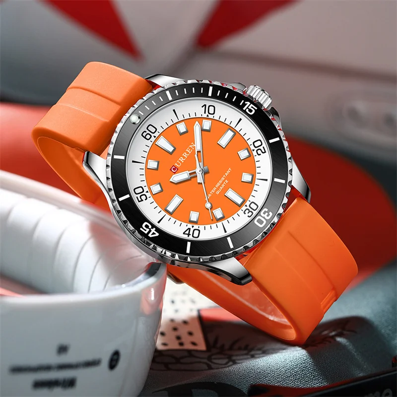 Reloj Curren 8448 para hombre, reloj de pulsera de cuarzo de lujo alta gama, reloj deportivo Simple resistente al agua para hombre, reloj luminoso