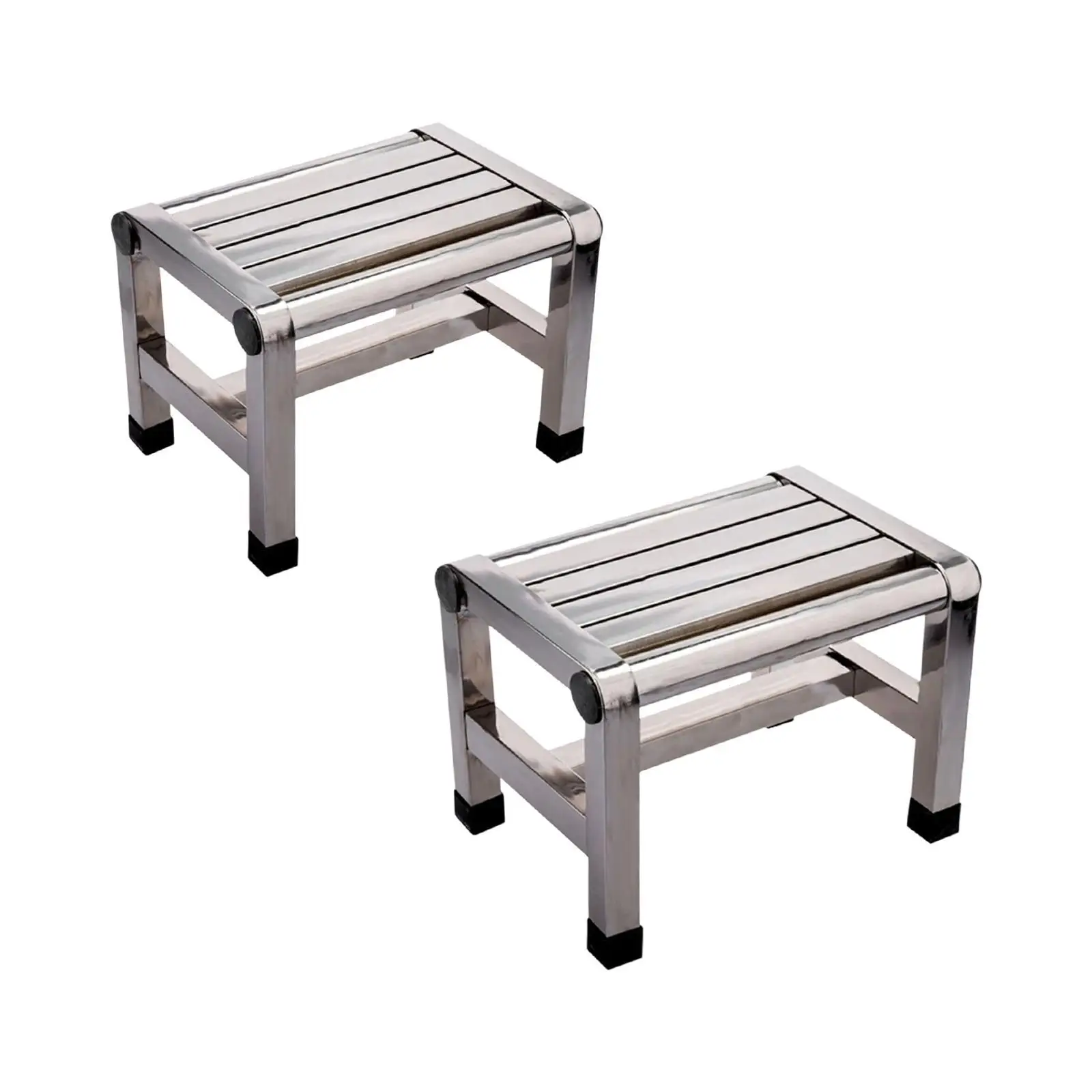 Banqueta de aço inoxidável estável antiderrapante, banco de chuveiro de aço inoxidável, banco de metal para banheiro, cabeceira, quarto, cozinha, adultos